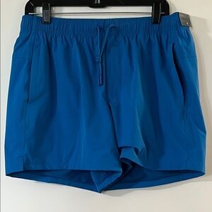 Blue Athletic Shorts with Elastic Waistband